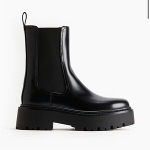 H&M Black Chunky Chelsea Boots NWT